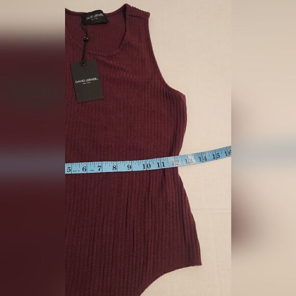 David Lerner Austin Scoop Neck Ribbed Bodysuit Aubergine Size Small - Picture 6 of 8